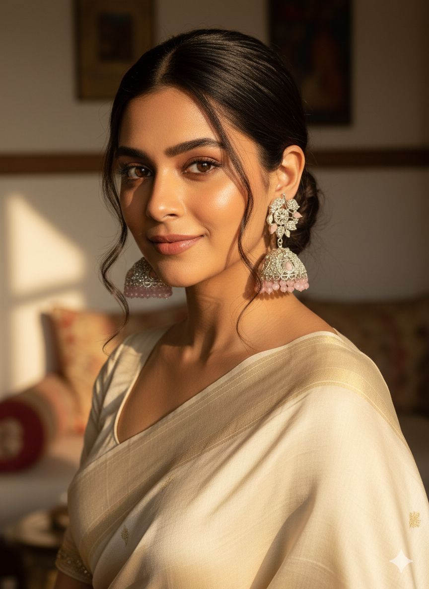 Blush Pink Pearl Jhumka Dangler