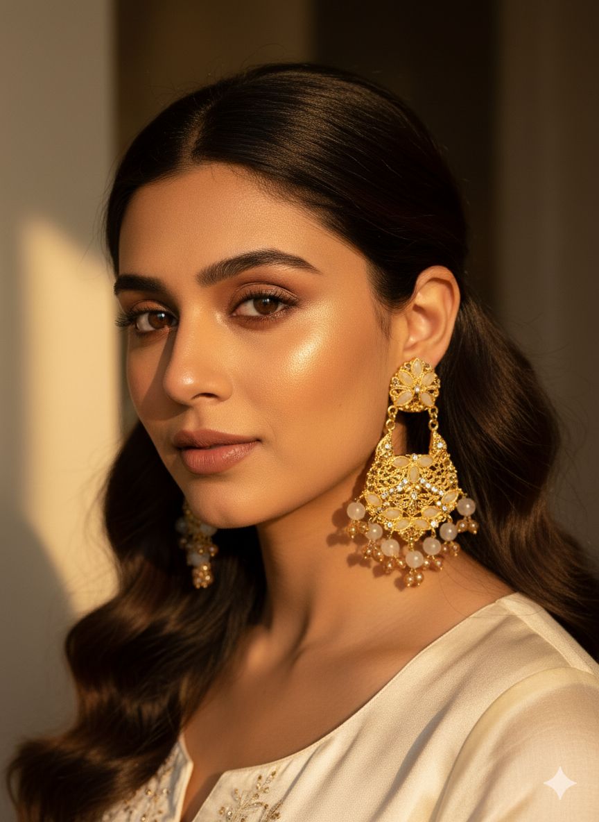 Ivory Enamel Mughal Jhumkas