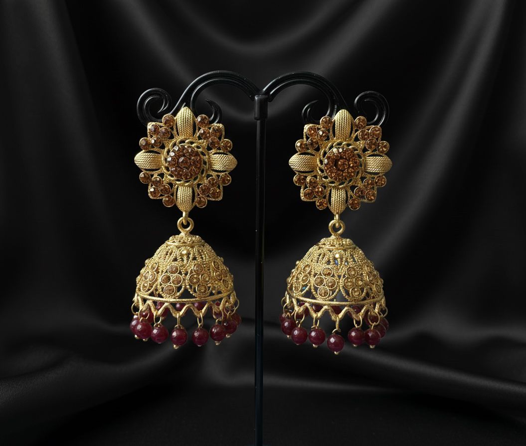 Ruby Drop Filigree Jhumka