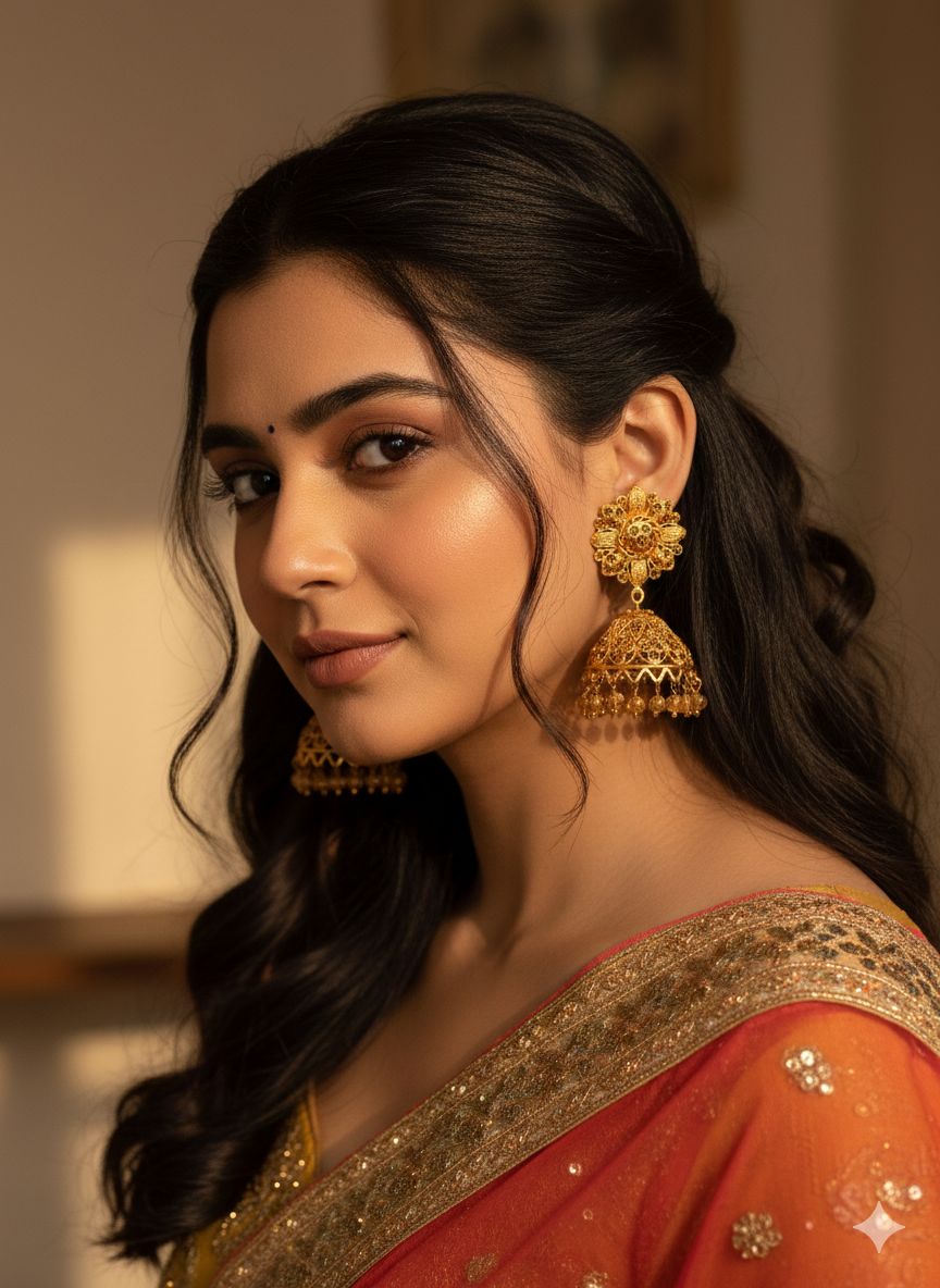 Ruby Drop Filigree Jhumka