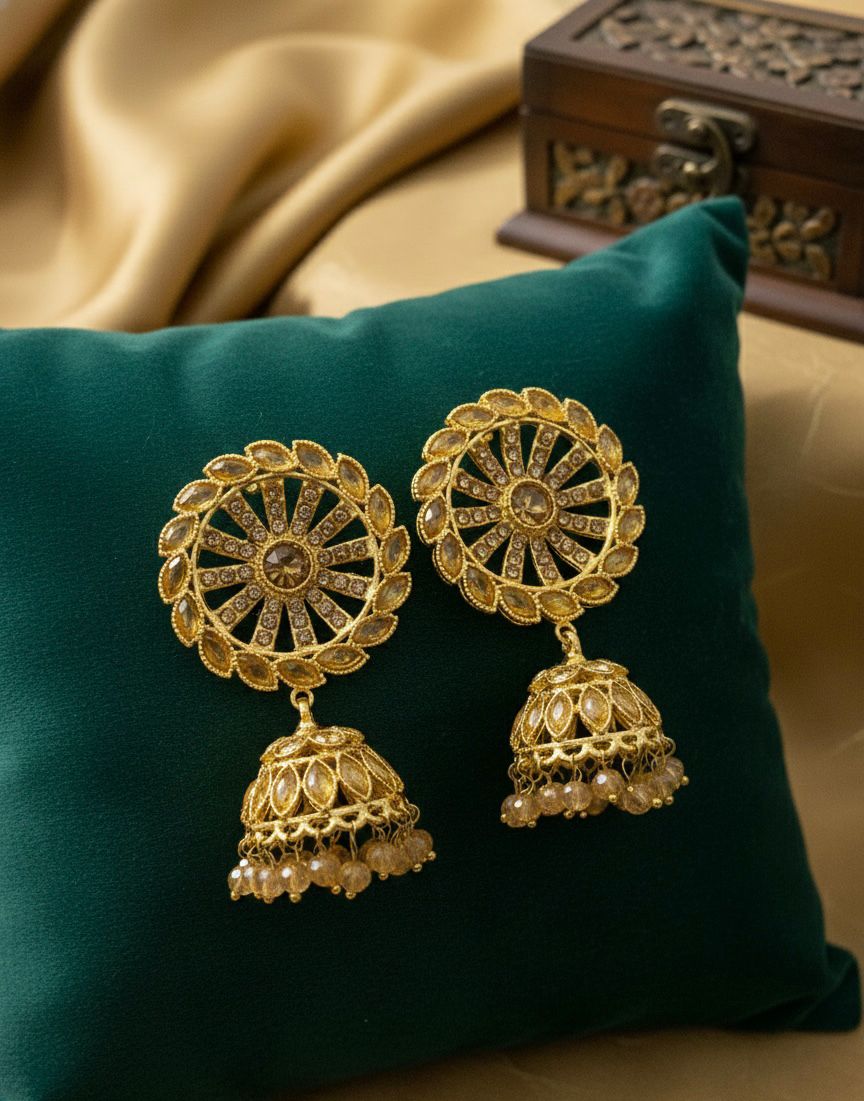Royal Sunburst Gold Jhumkas