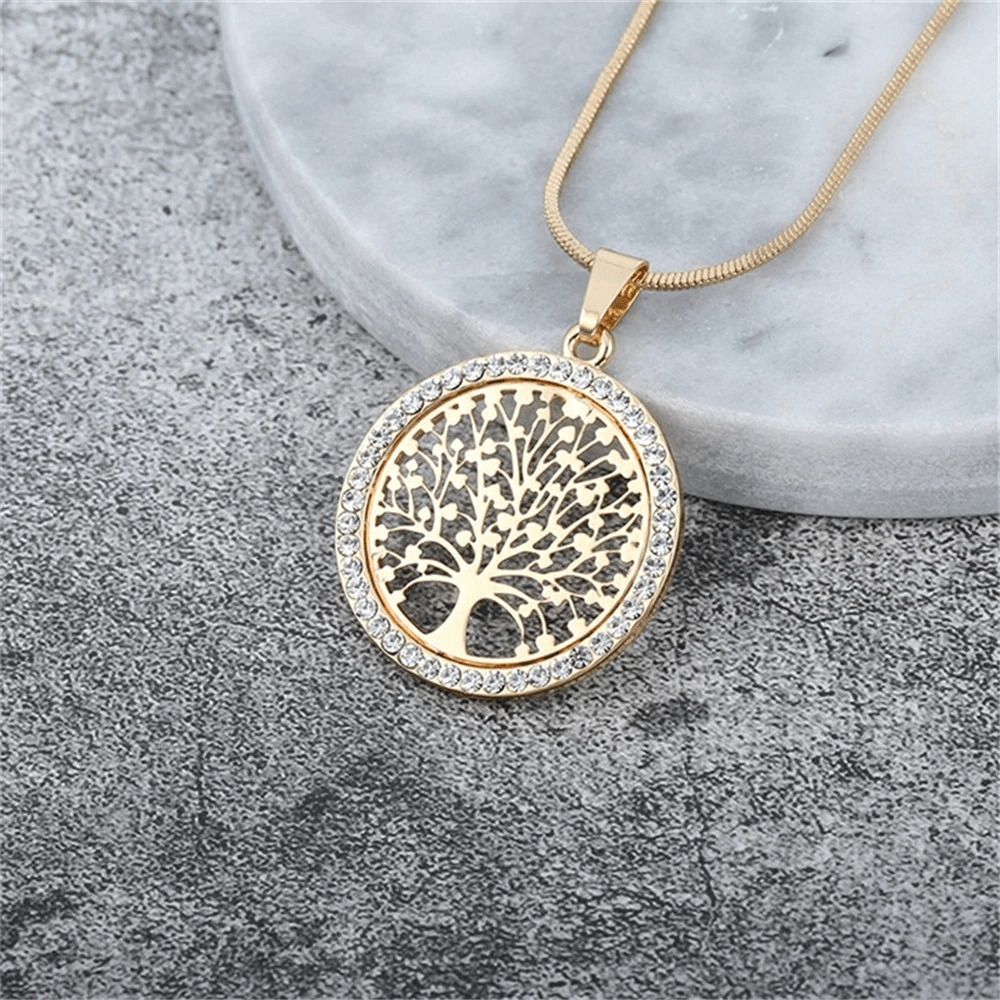 Round Hollow Tree of Life Pendant-Gold - SANIA STORE 